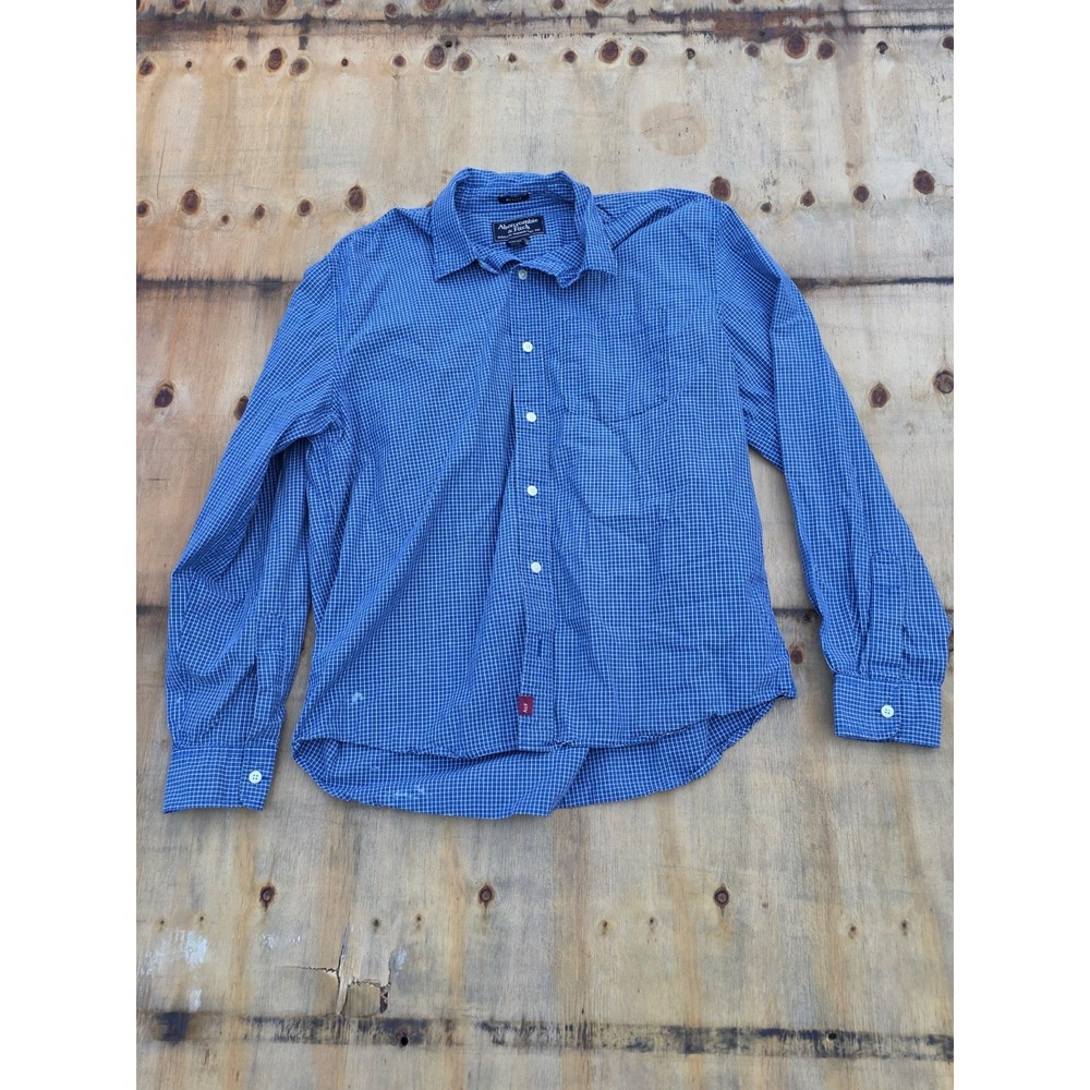 Vtg Y2K Abercrombie Fitch Shirt Mens Large Blue Plaid Muscle Fit Button Down